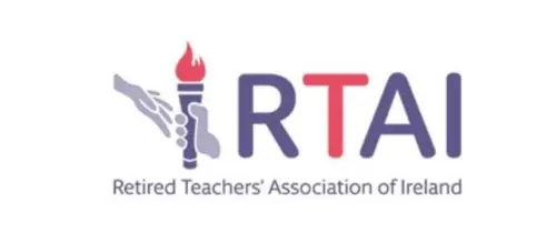 RTAI logo: torch with hands and bold letters RTAI, representing the Retired Teachers' Association of Ireland.