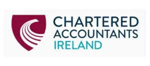 Chartered Accountants Ireland logo with a maroon shield and teal text reading IRELAND.