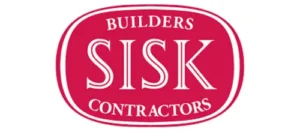 Red rounded-oval logo with white text reading 'BUILDERS SISK CONTRACTORS'