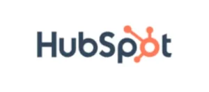 HubSpot logo with dark blue wordmark and orange hub-and-spoke graphic